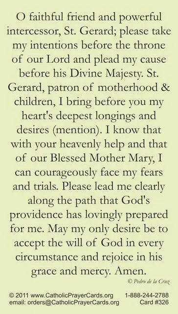 St. Gerard Prayer Cards (10 Pack) Keeping God in Sports