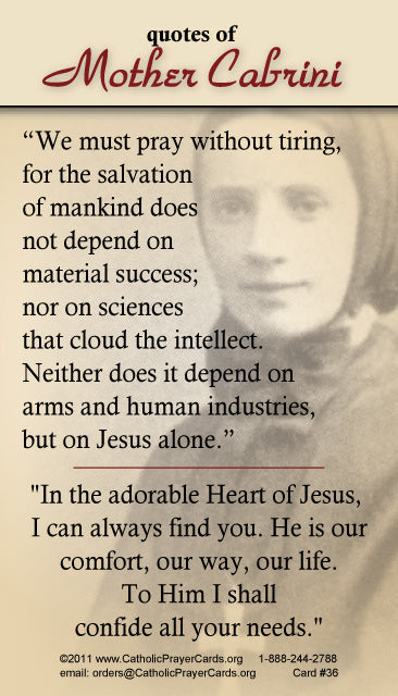 St. Frances Xavier Cabrini LAMINATED Prayer Card, 5-Pack