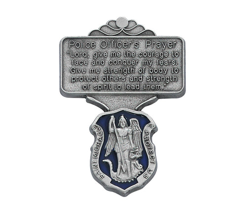 POLICE OFFICER'S PEWTER VISOR CLIP WITH ST. MICHAEL Keep God in Life