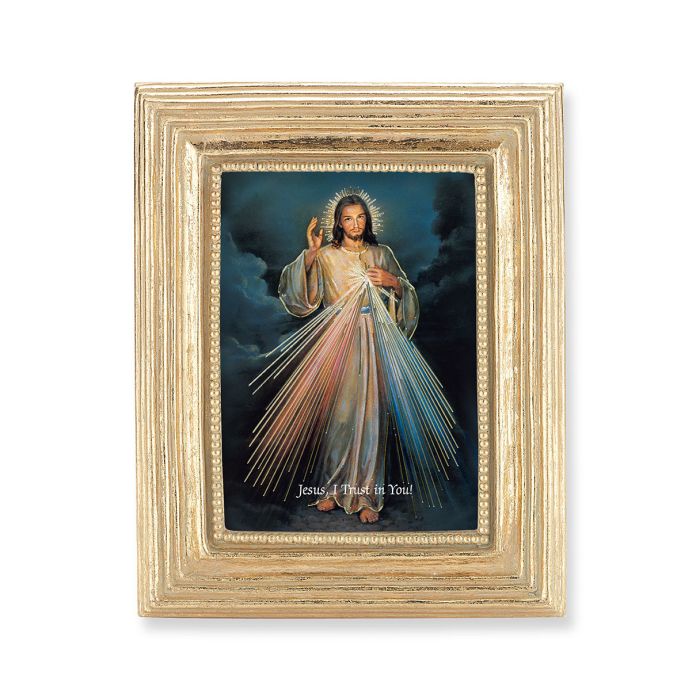 Gold Frame with a Divine Mercy Print, 3 3/4" x 4 1/2"
