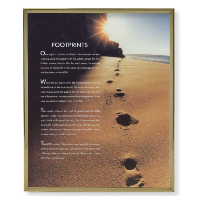 11" x 14" Gold Plaque Frame with a Footprints Print