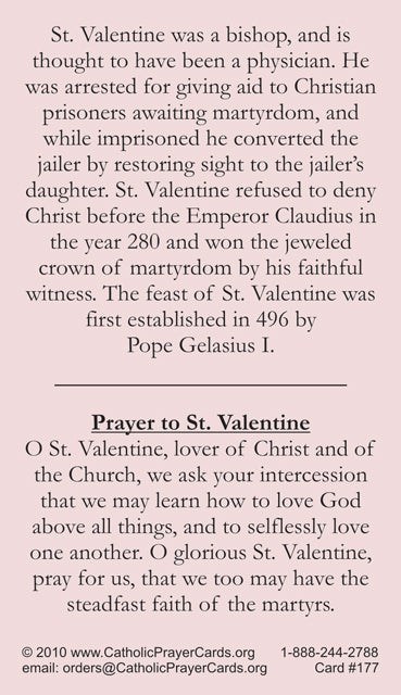 St. Valentine LAMINATED Holy Card, 5 Pack Keeping God in Sports