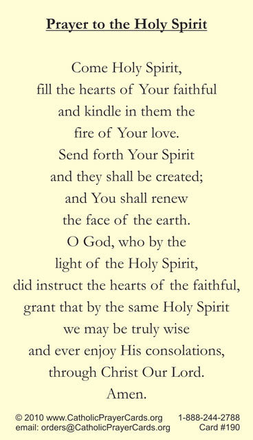 Come Holy Spirit LAMINATED Prayer Card, 5 Pack Keeping God in Sports