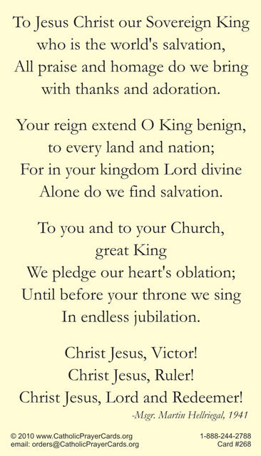 My King and my God, Christ the King Prayer Card 10-Pack Keep God in Life