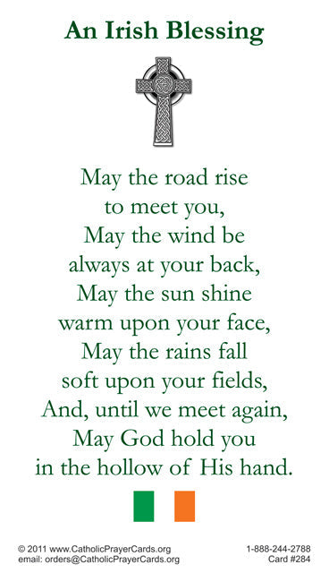 Irish Blessing LAMINATED Prayer Card, 5 Pack