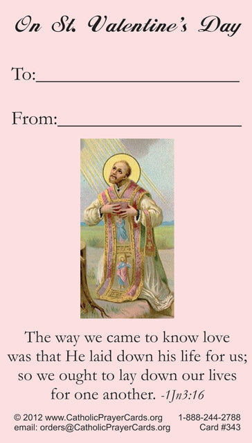 St. Valentine LAMINATED Prayer Card, 5 Pack Keeping God in Sports