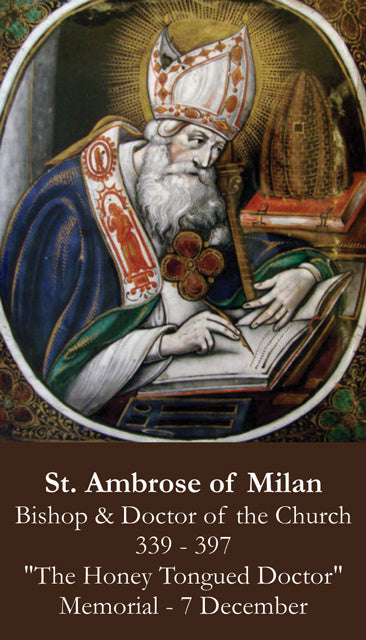 St. Ambrose of Milan LAMINATED Prayer Card, 5-Pack
