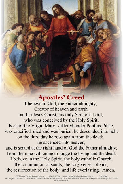 Apostle's Creed, El Credo, in Spanish and English LAMINATED Prayer Card, 3-Pack