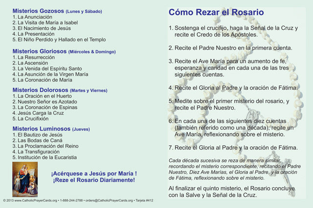 Como Rezar el Rosario Jumbo Prayer Card, 5-Pack