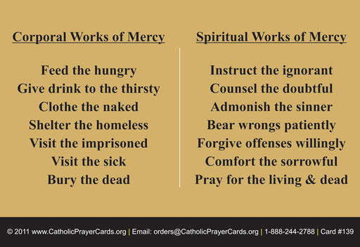 Corporal Works of Mercy Prayer Card, 10-Pack Keep God in Life