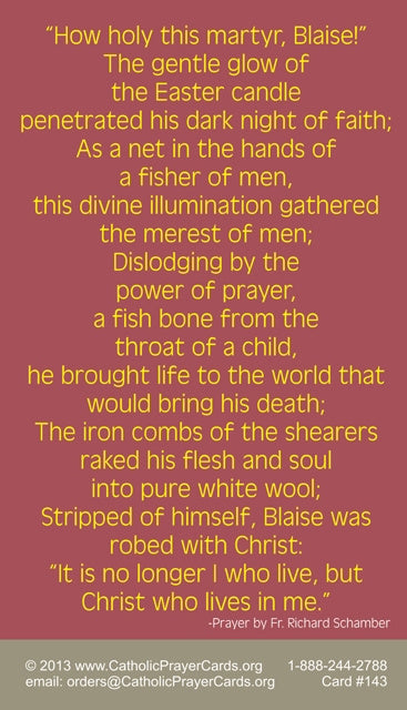 St. Blaise Prayer Cards (10 Pack) Keeping God in Sports