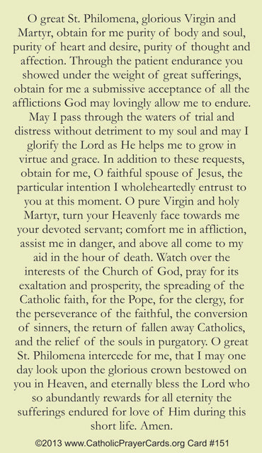 St. Philomena Prayer Card, 10-Pack Keep God in Life