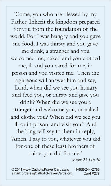 Prayer for the Hungry Holy Card, 10-Pack Keep God in Life