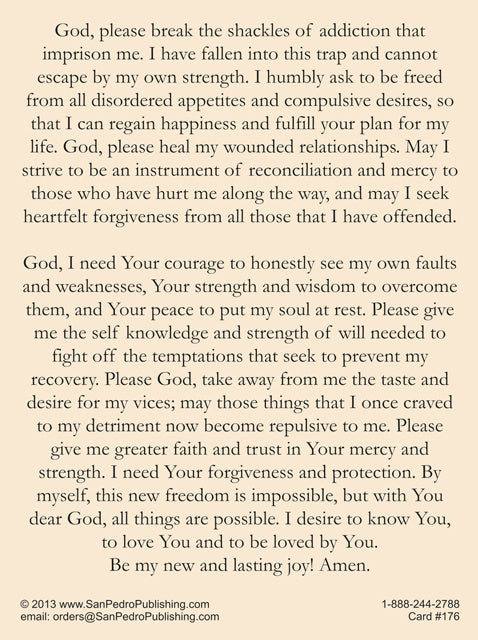 Freedom From Addictions Prayer Card, 10-Pack Keep God in Life
