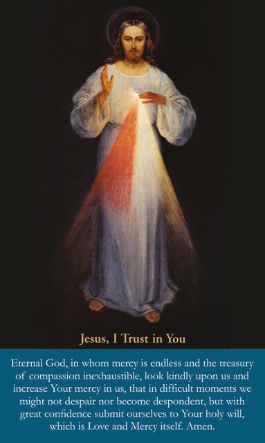 Divine Mercy Prayer Card, "Jesus, I Trust in You", 3x5 Inches (5 Pack) Keeping God in Sports