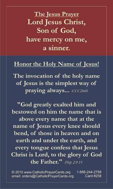 Holy Name of Jesus LAMINATED Prayer Card (5 Pack) Keeping God in Sports