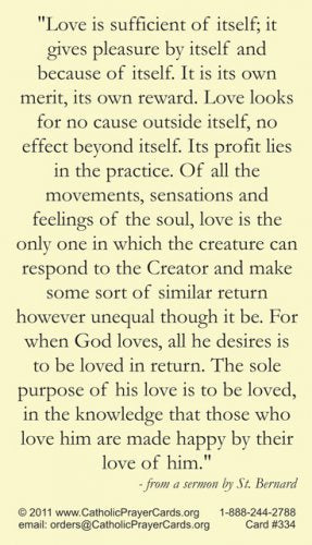 St. Bernard LAMINATED Prayer Card, 5-Pack Keep God in Life
