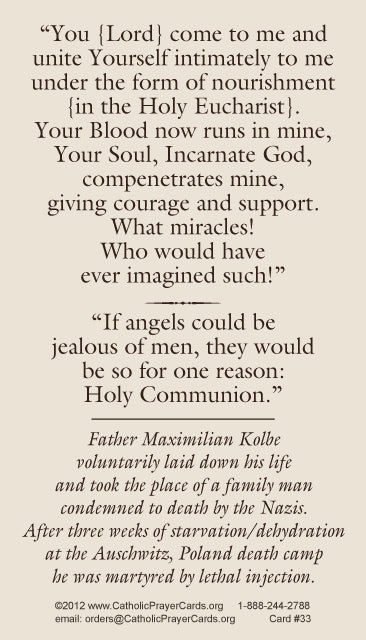St. Maximilian Kolbe Prayer Card, 10-Pack Keep God in Life