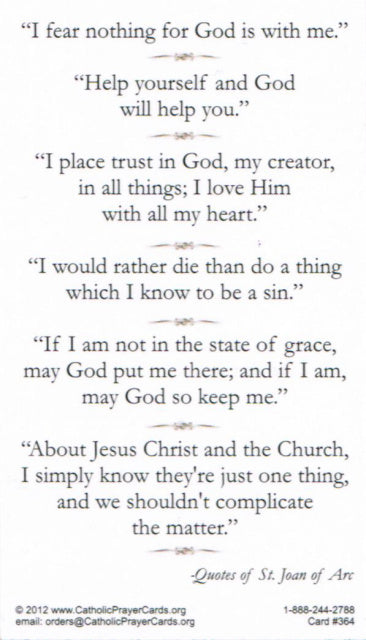 St. Joan of Arc Prayer Card, 10-Pack Keep God in Life