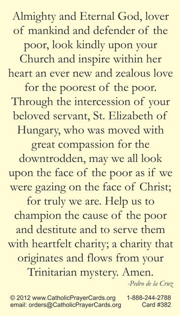 St. Elizabeth of Hungary LAMINATED Prayer Card, 5-Pack Keep God in Life