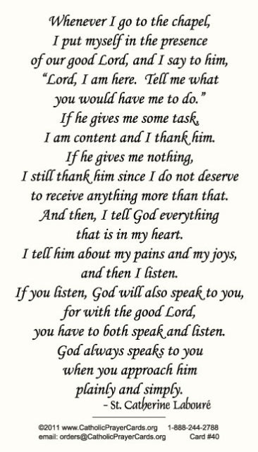 St. Catherine Laboure LAMINATED Prayer Card, 5-Pack Keep God in Life