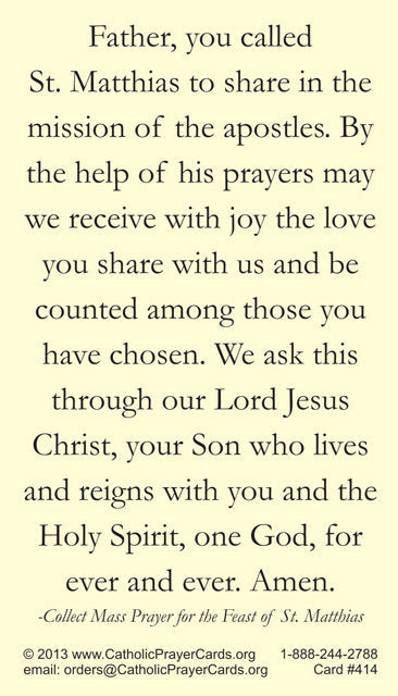 St. Matthias Prayer Card, 10-Pack Keep God in Life
