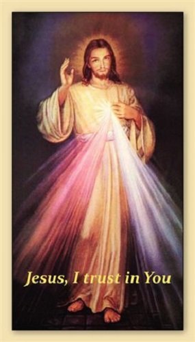Divine Mercy Jumbo LAMINATED Prayer Card, 4x6 Inch (2 Pack) Keeping God in Sports