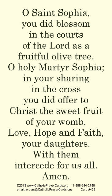 St. Sophia Prayer Card, 10-Pack Keep God in Life