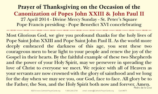 Pope John Paul II and Pope John XXIII Prayer Card, 10-Pack Keep God in Life
