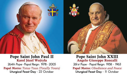 Pope John Paul II and Pope John XXIII LAMINATED Prayer Card, 5-Pack Keep God in Life