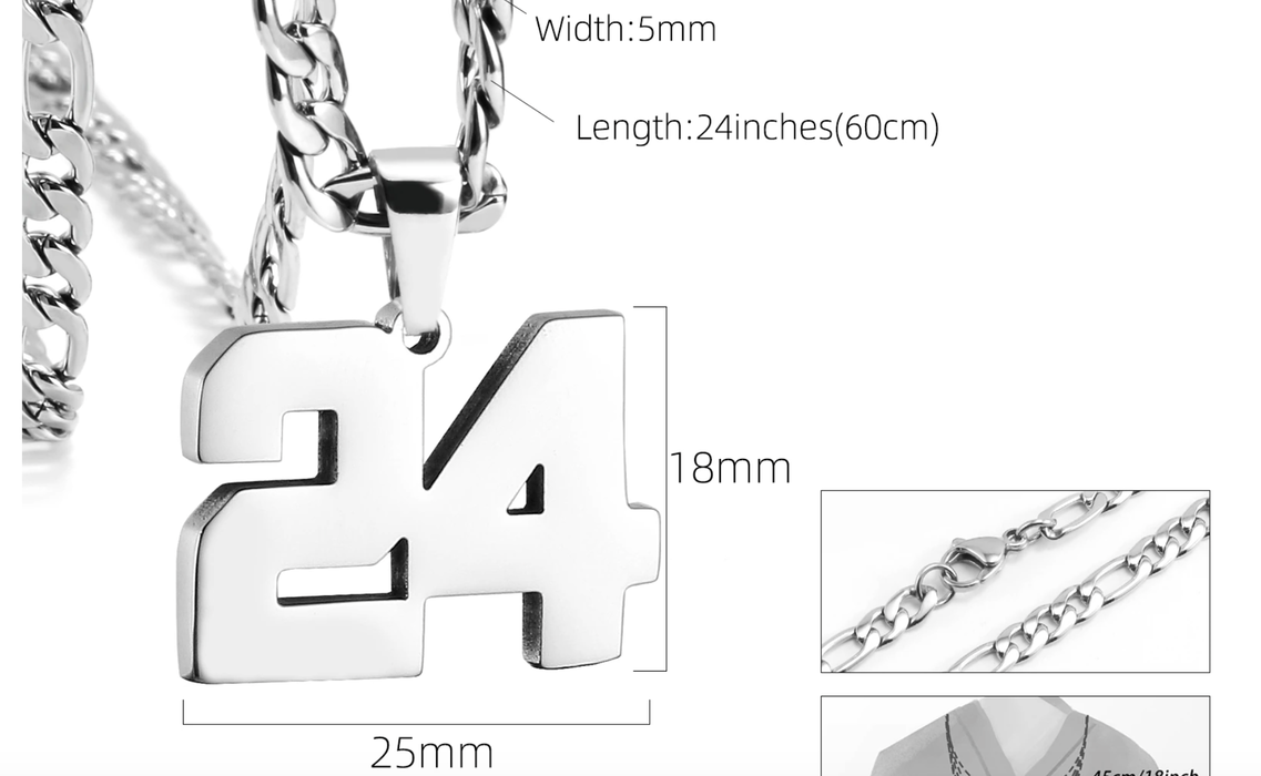 Sports Stainless Steel Number Necklace Keep God in Life