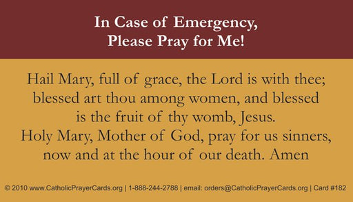 Catholic Emergency Prayer Card, 10-Pack Keep God in Life