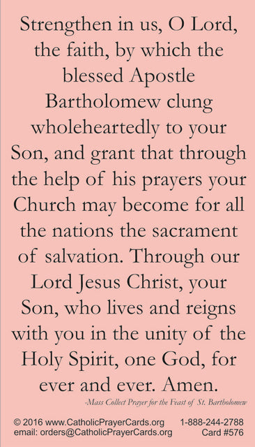 St. Bartholomew Prayer Card, 10-Pack Keep God in Life