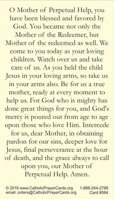 Mother of Perpetual Help LAMINATED Prayer Card, 5-Pack Keep God in Life