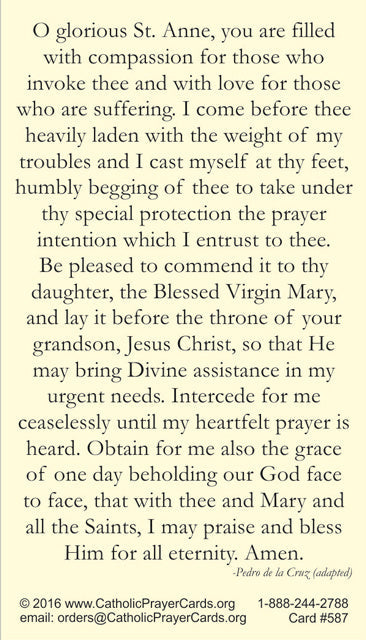 St. Anne LAMINATED Prayer Card, 5-Pack Keep God in Life