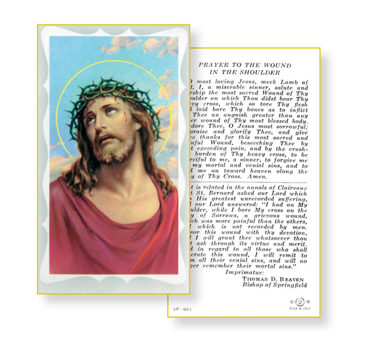 Wound in the Shoulder Holy Card Keep God in Life