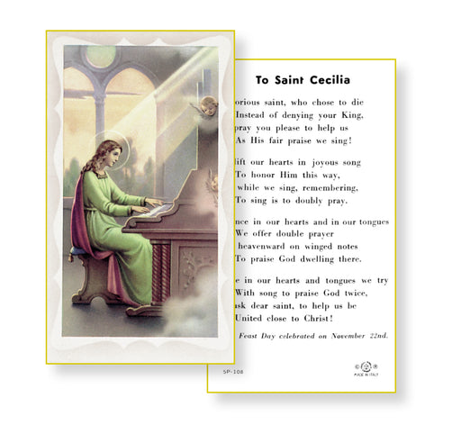 Saint Cecilia Holy Card Keep God in Life