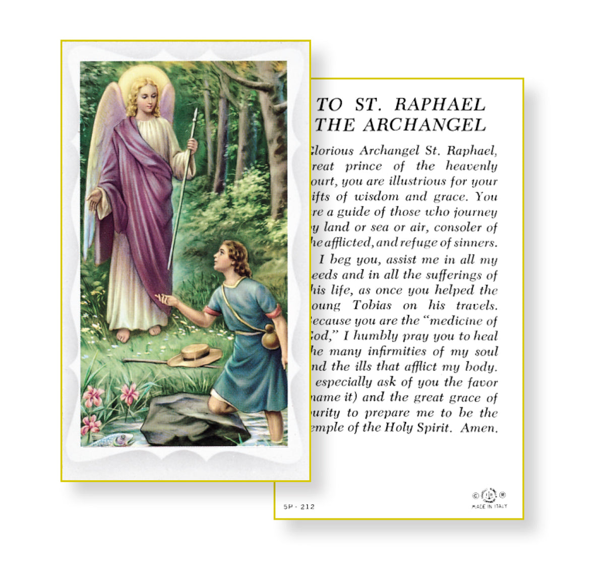 Saint Raphael the Archangel Holy Card — Keep God in Life
