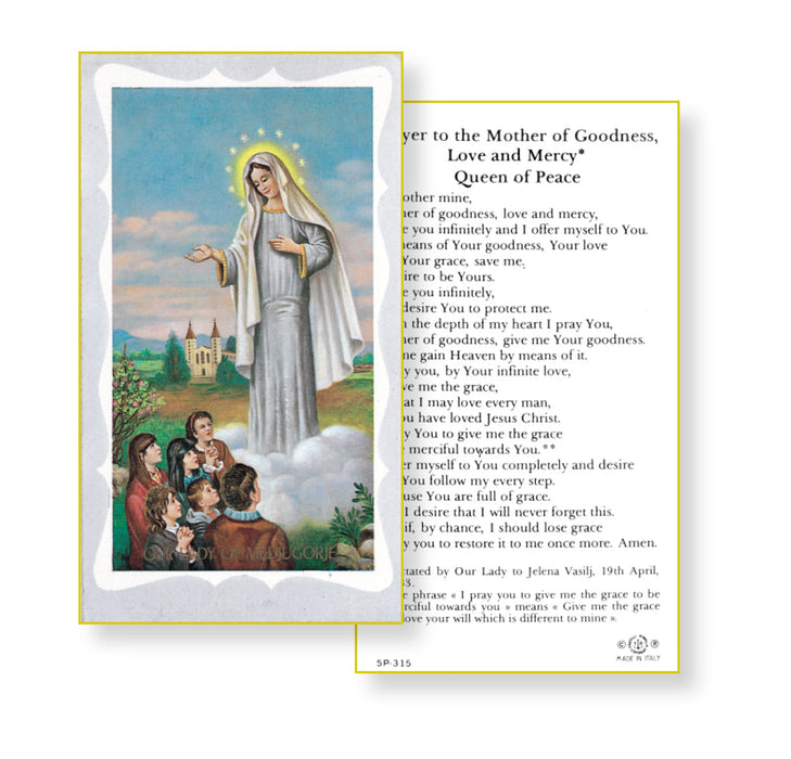 Our Lady of Medjugorje LAMINATED Holy Card, 5-pack Keep God in Life