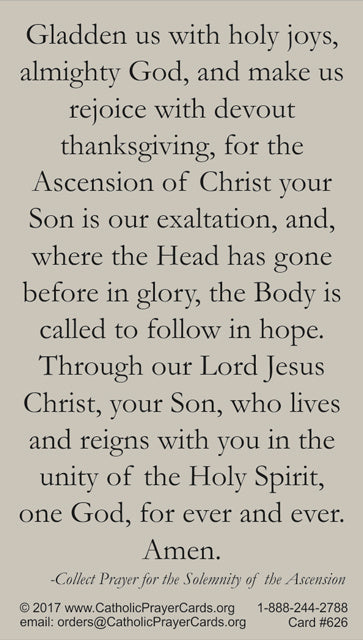 Solemnity of Ascension Prayer Card (10 Pack) Keep God in Life