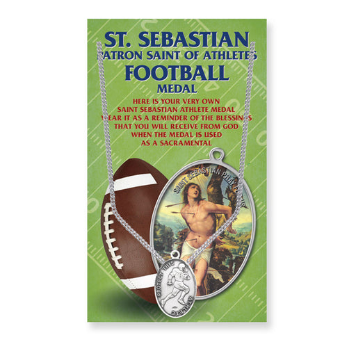Saint Sebastian Men's Oval Football Medal Keep God in Life