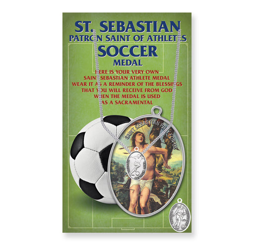 Saint Sebastian Men's Oval Soccer Medal Keep God in Life