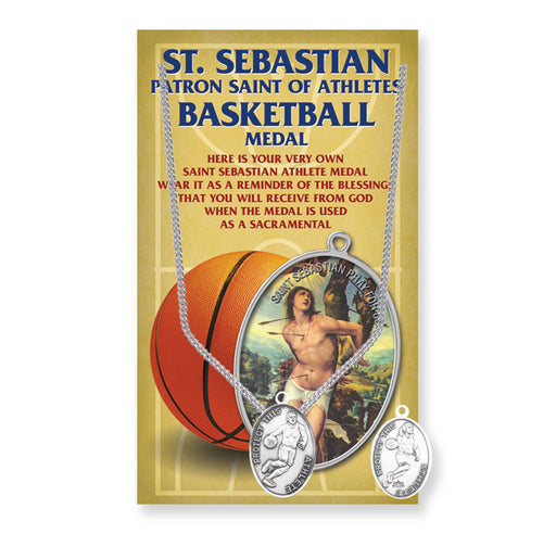 Saint Sebastian Men's Oval Basketball Medal Keep God in Life