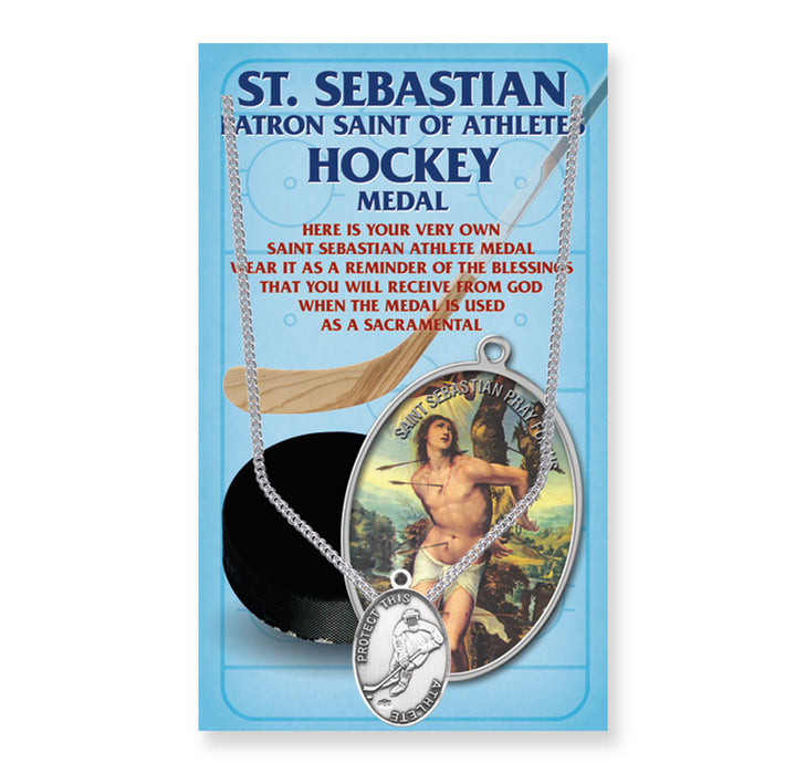 Saint Sebastian Men's Oval Hockey Medal Keep God in Life