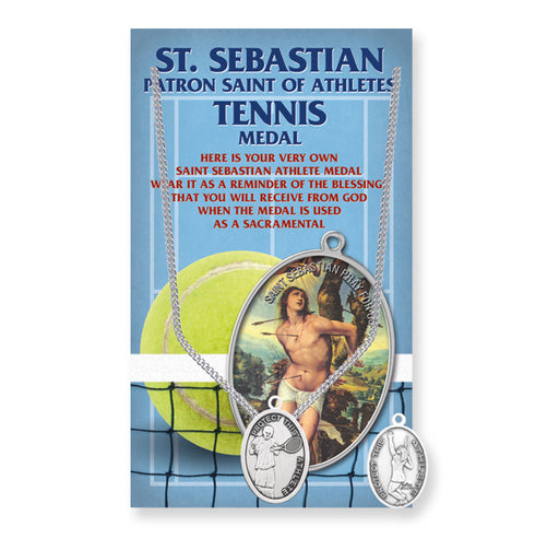 Saint Sebastian Men's Oval Tennis Medal Keep God in Life