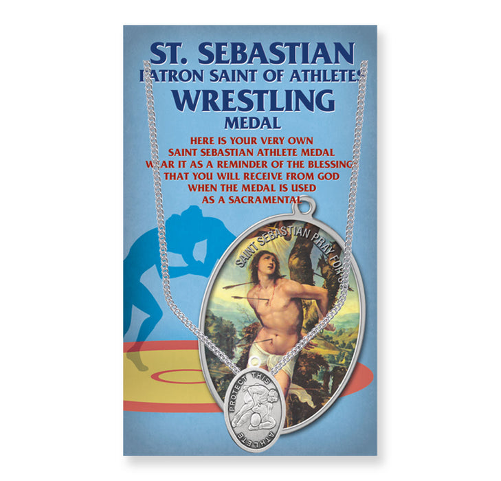 Saint Sebastian Men's Oval Wrestling Medal Keep God in Life