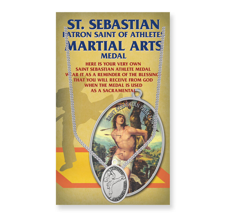 Saint Sebastian Men's Oval Martial Arts Medal Keep God in Life