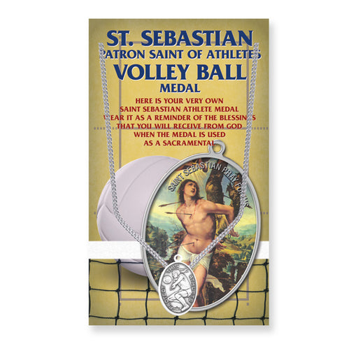 Saint Sebastian Women's Oval Volleyball Medal Keep God in Life