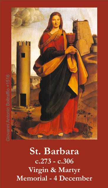 St. Barbara LAMINATED Prayer Card, 5-Pack Keep God in Life