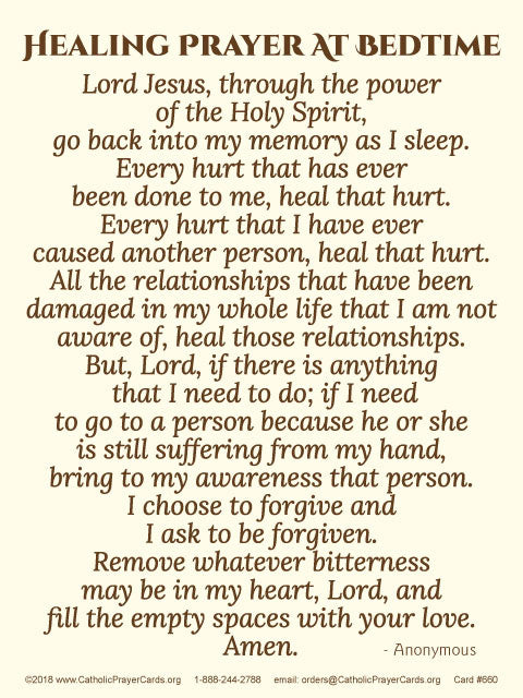 Healing Prayer at Bedtime LAMINATED Prayer Card (3 Pack) Keep God in Life